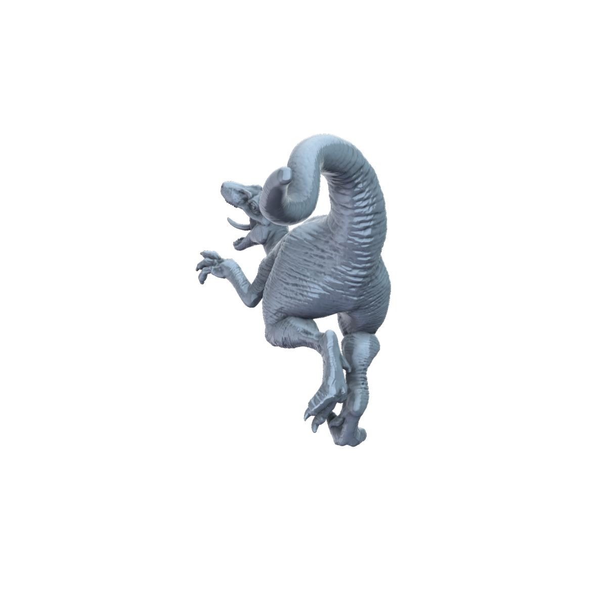 3D printed Utahraptor attacking rear view