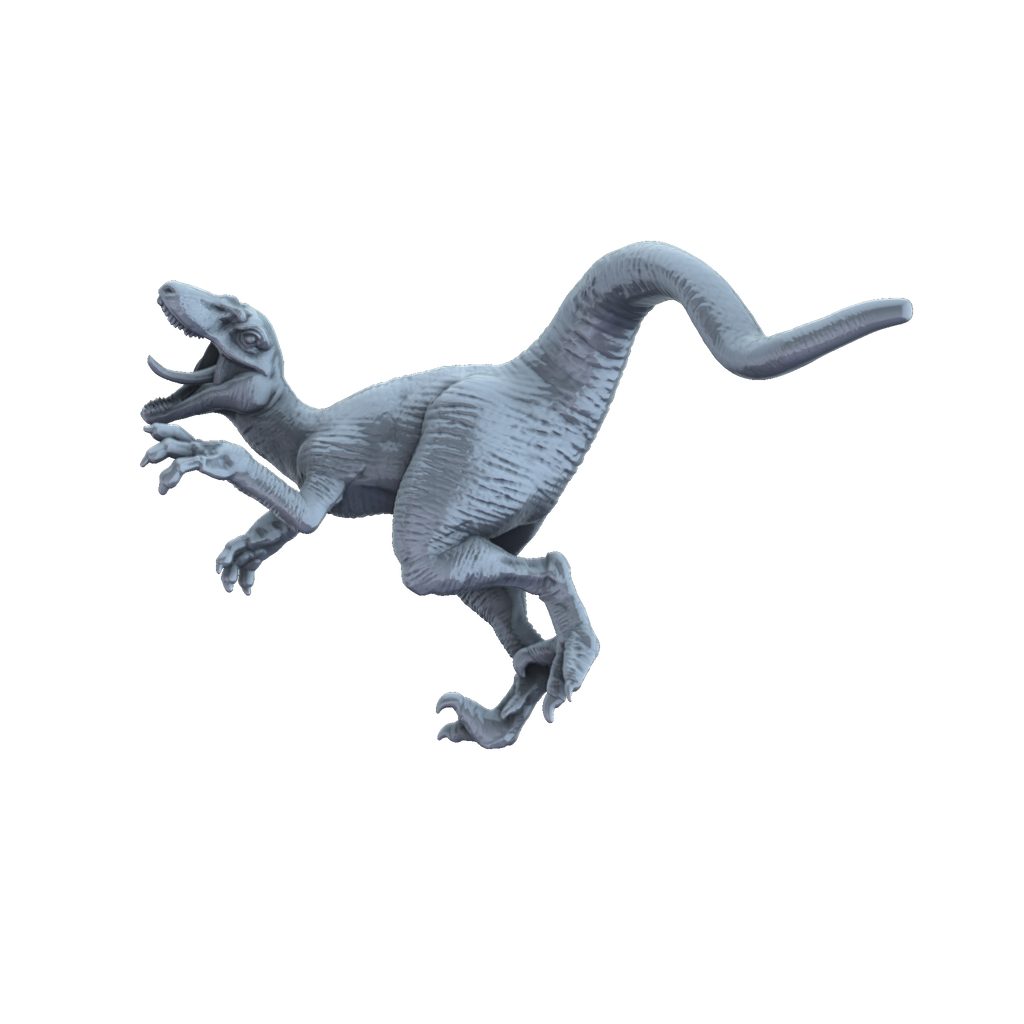 3D printed Utahraptor attacking side view