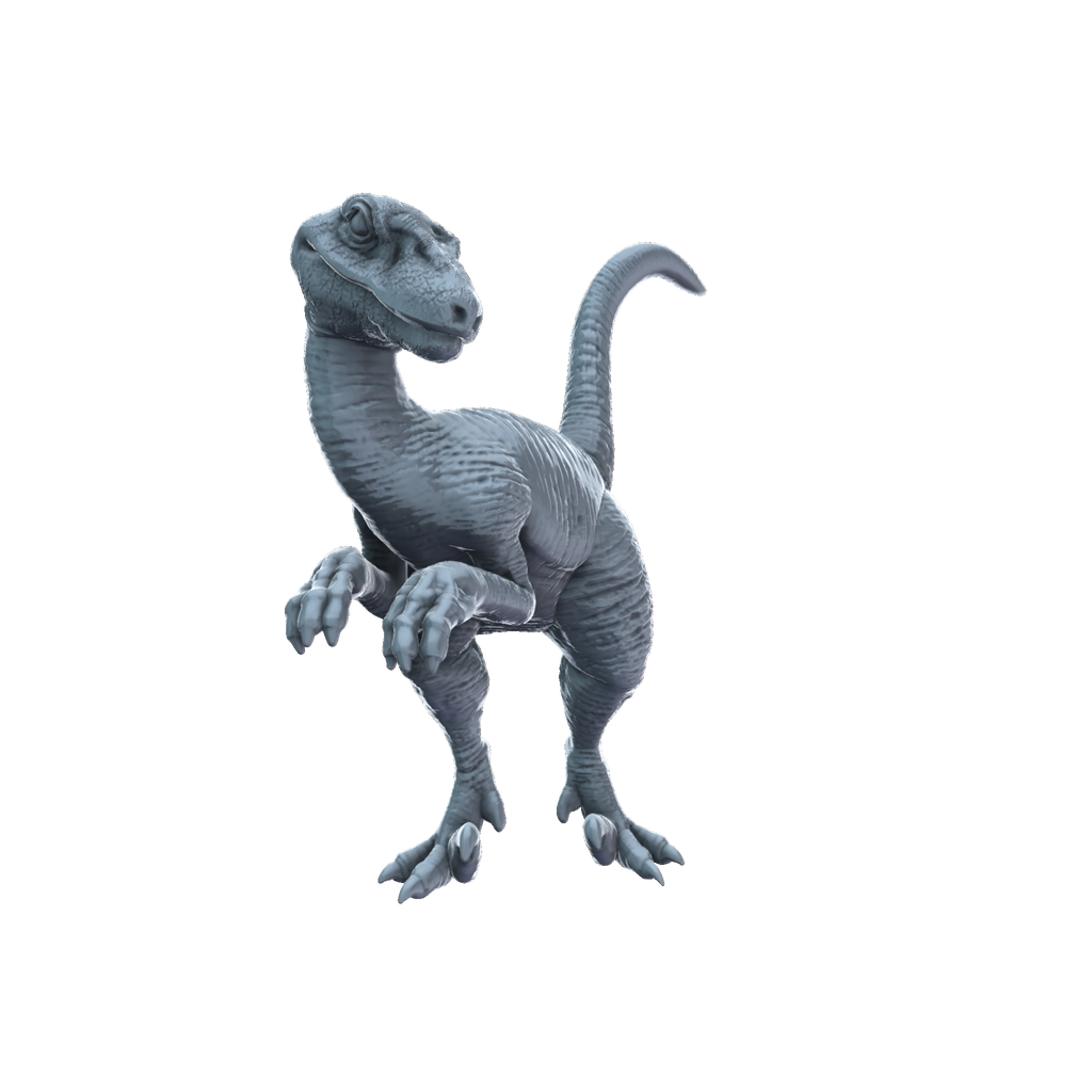 3D printed Utahraptor stalking front view