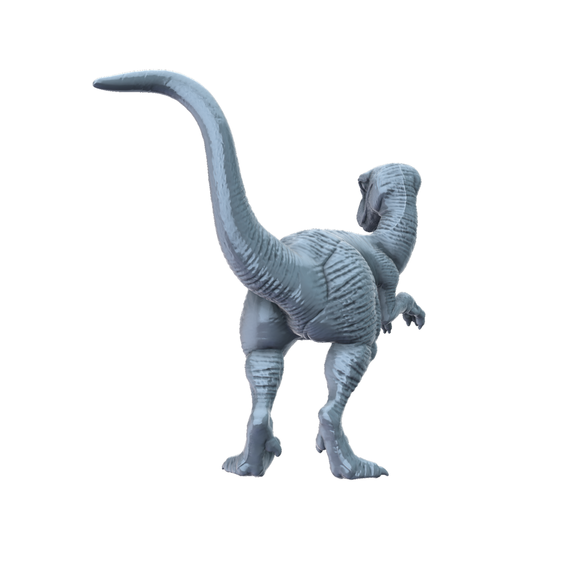 3D printed Utahraptor stalking rear view