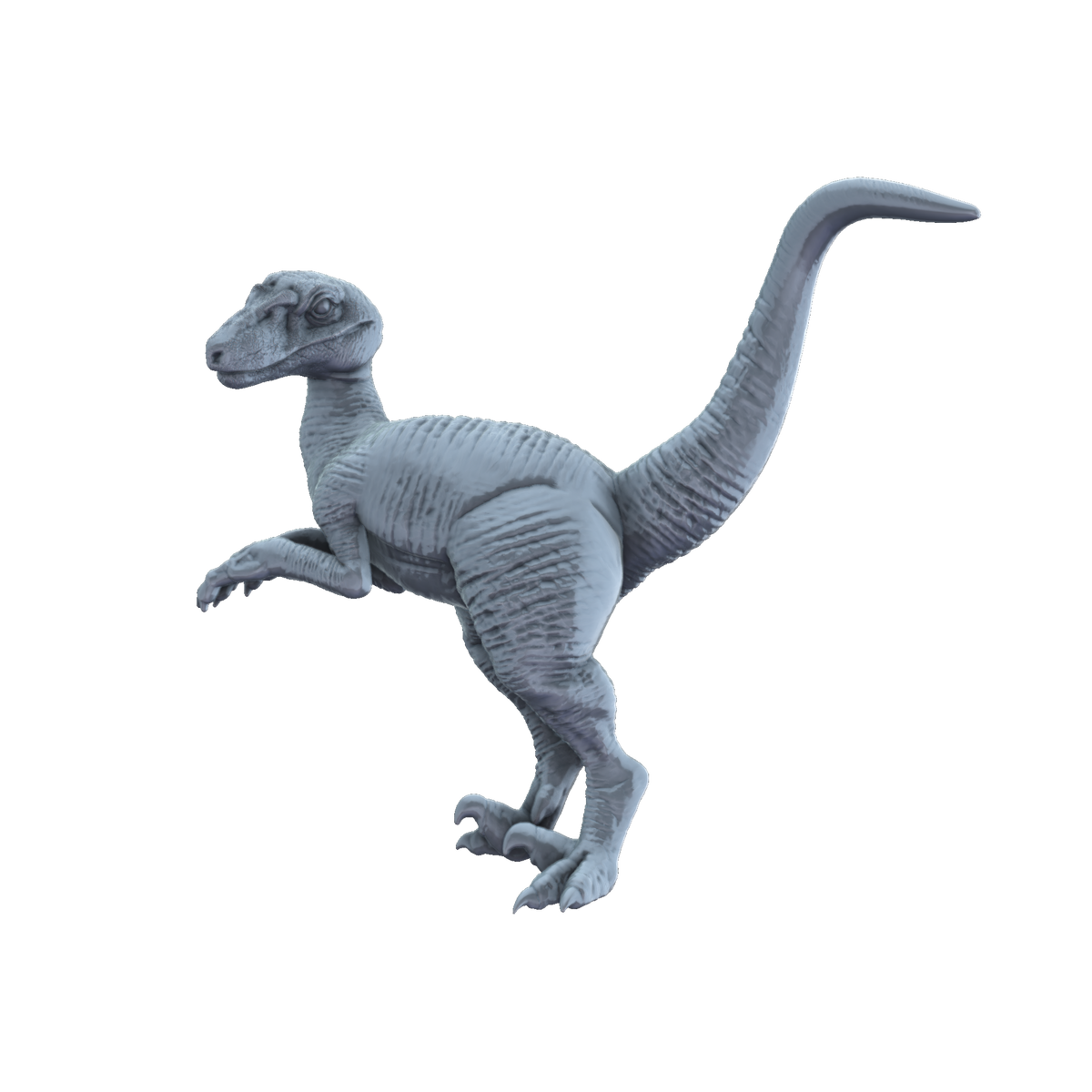 3D printed Utahraptor stalking side view