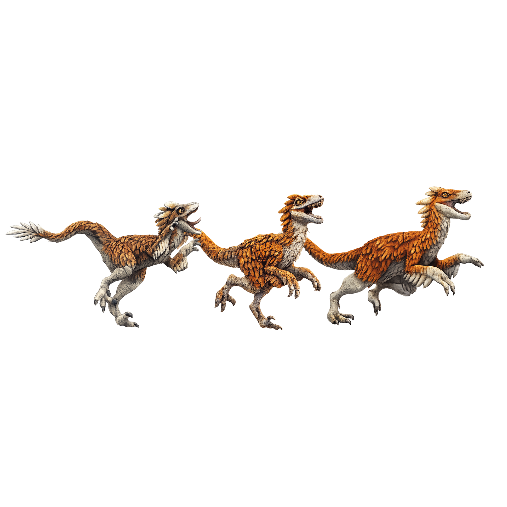 Painted Velociraptor Feathered Encounter Pack miniatures