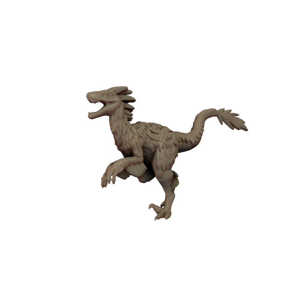 Velociraptor Feathered Running 3D Printed