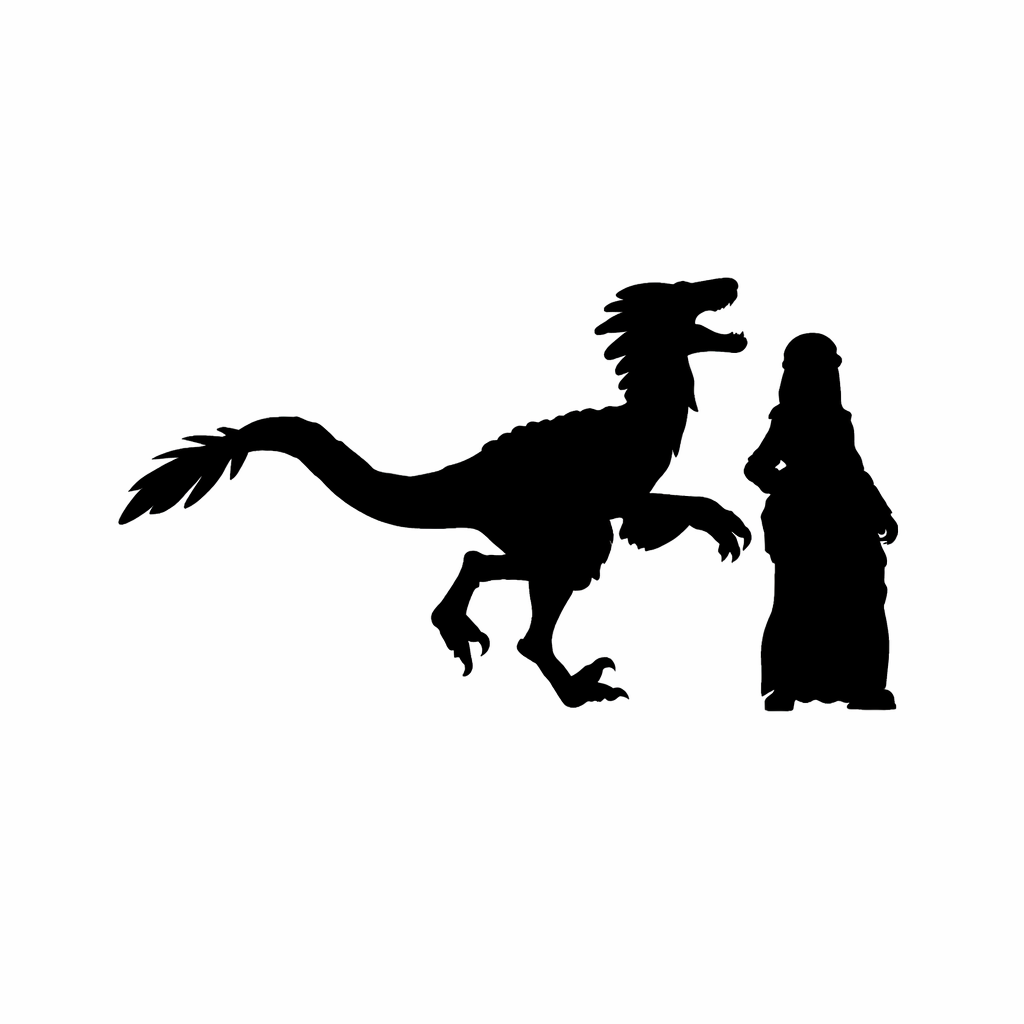 Velociraptor Feathered Running scale comparison to 28mm human miniature