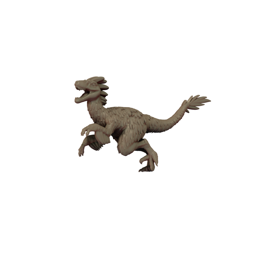 Velociraptor Feathered Sprinting 3D Printed