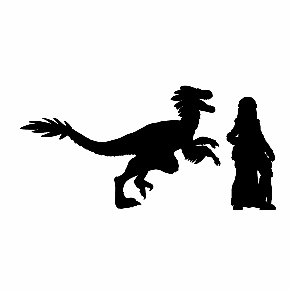 Velociraptor Feathered Sprinting scale comparison to 28mm human miniature