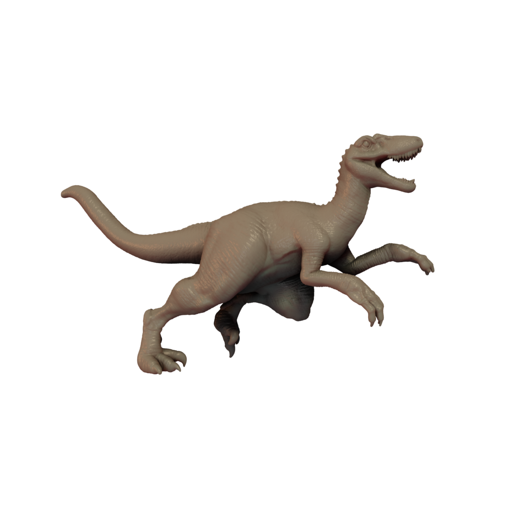 Velociraptor Sprinting miniature 3D Render