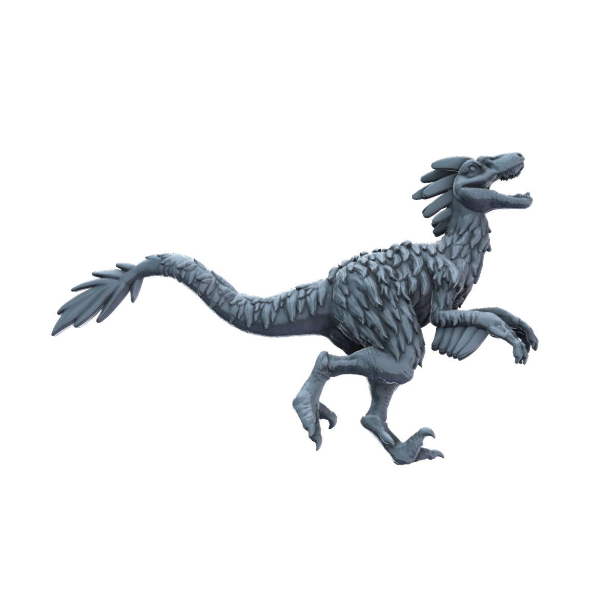 Velociraptor feathered running side view