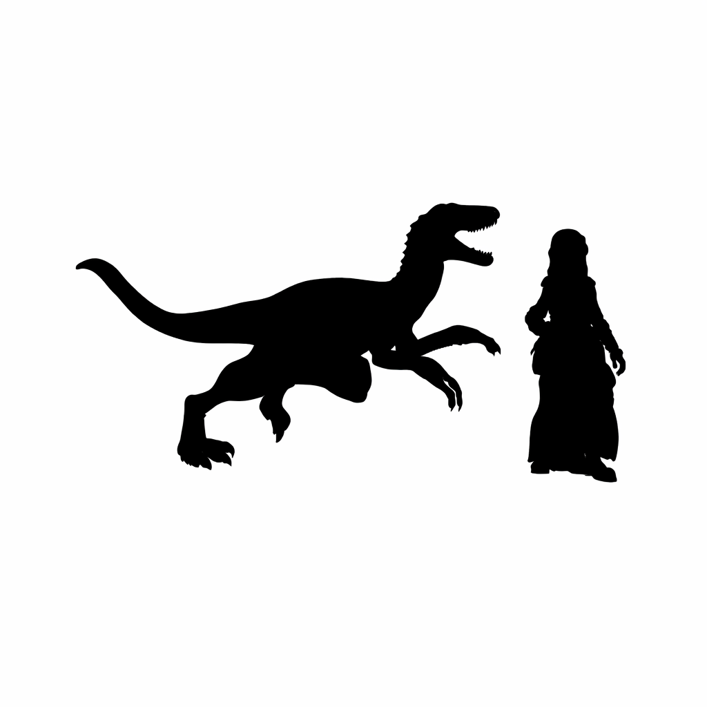 Velociraptor sprinting scale comparison to 28mm human miniature