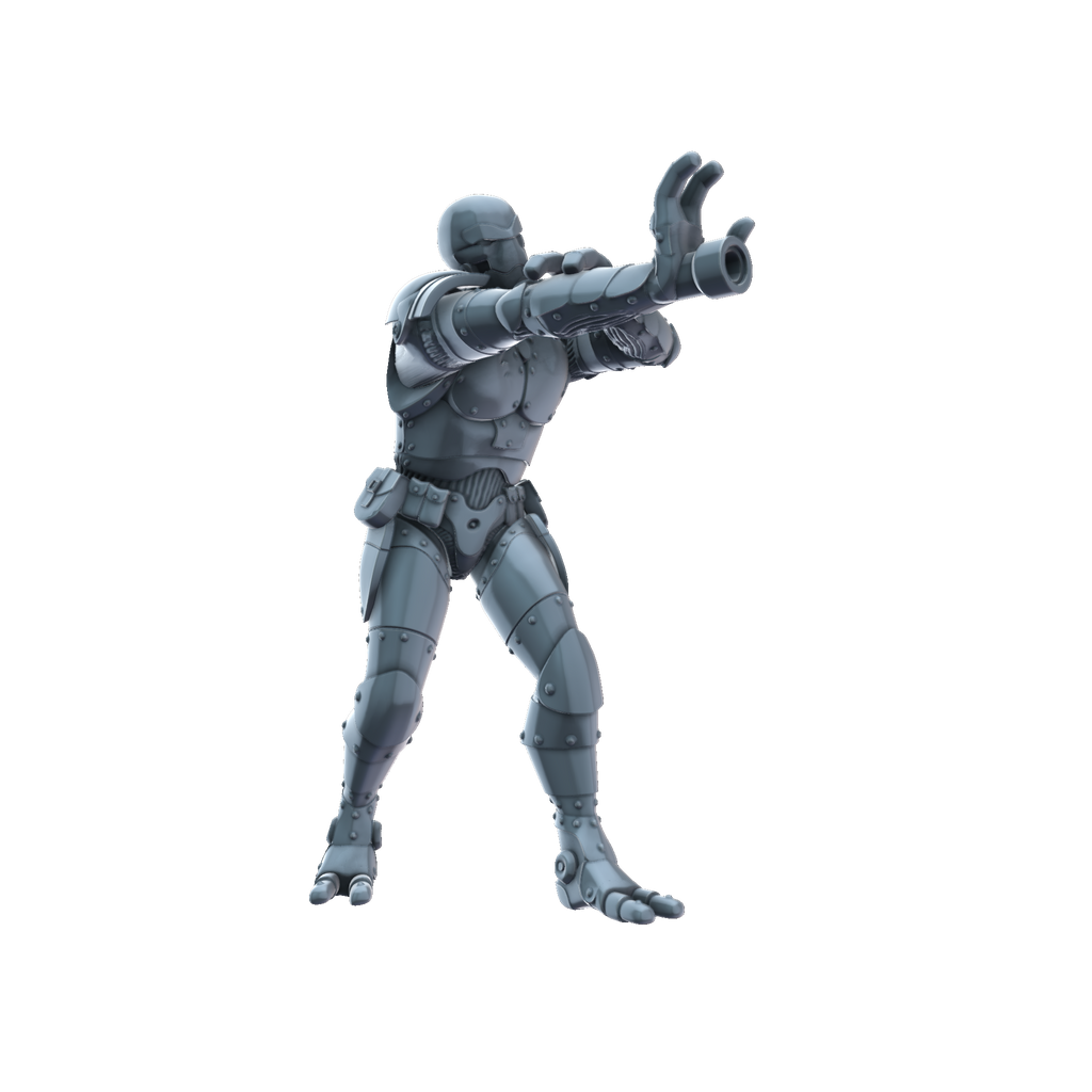 3D printed Warforged Artificer side view