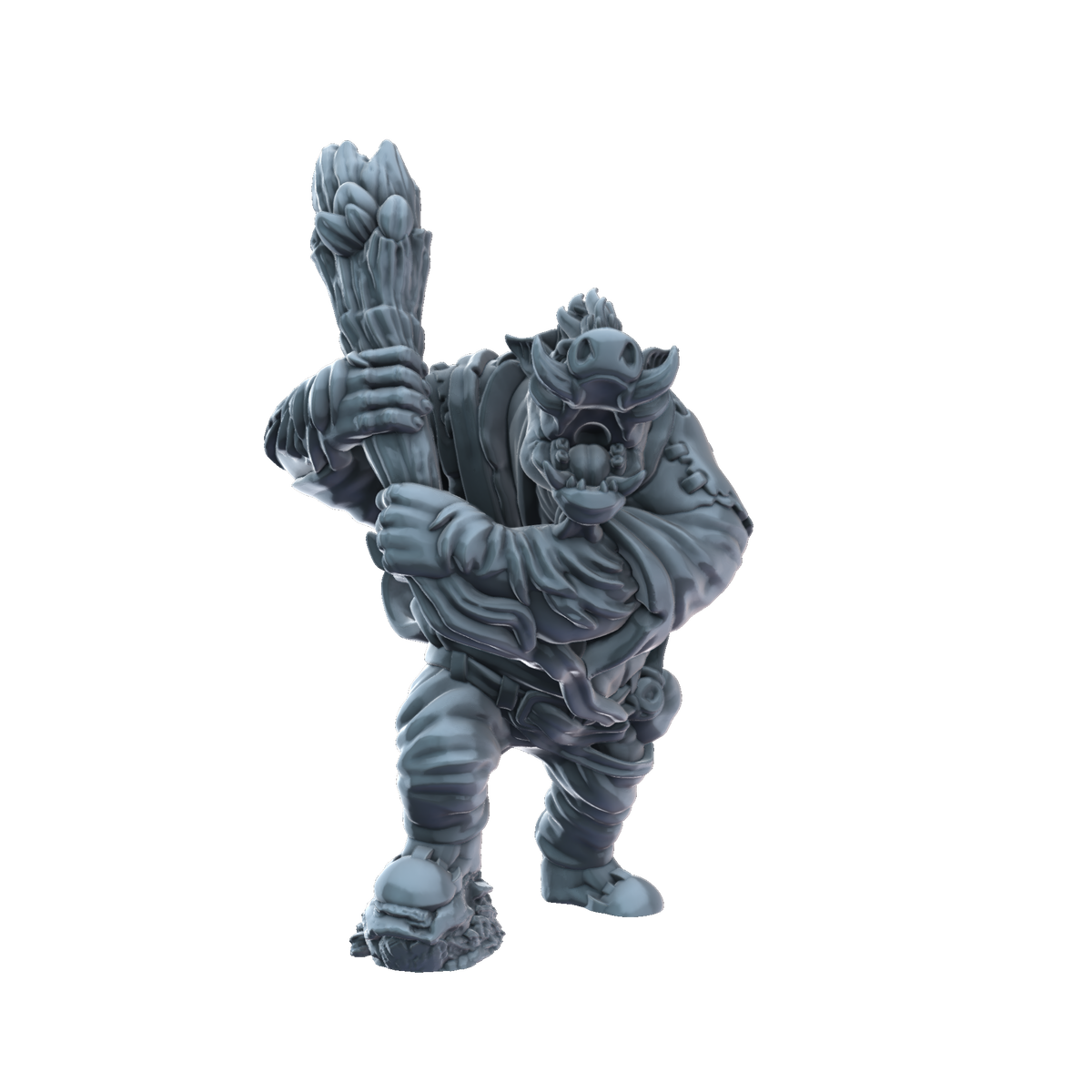 3D printed Wereboar with club front view
