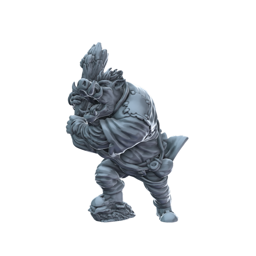 3D printed Wereboar with club side view