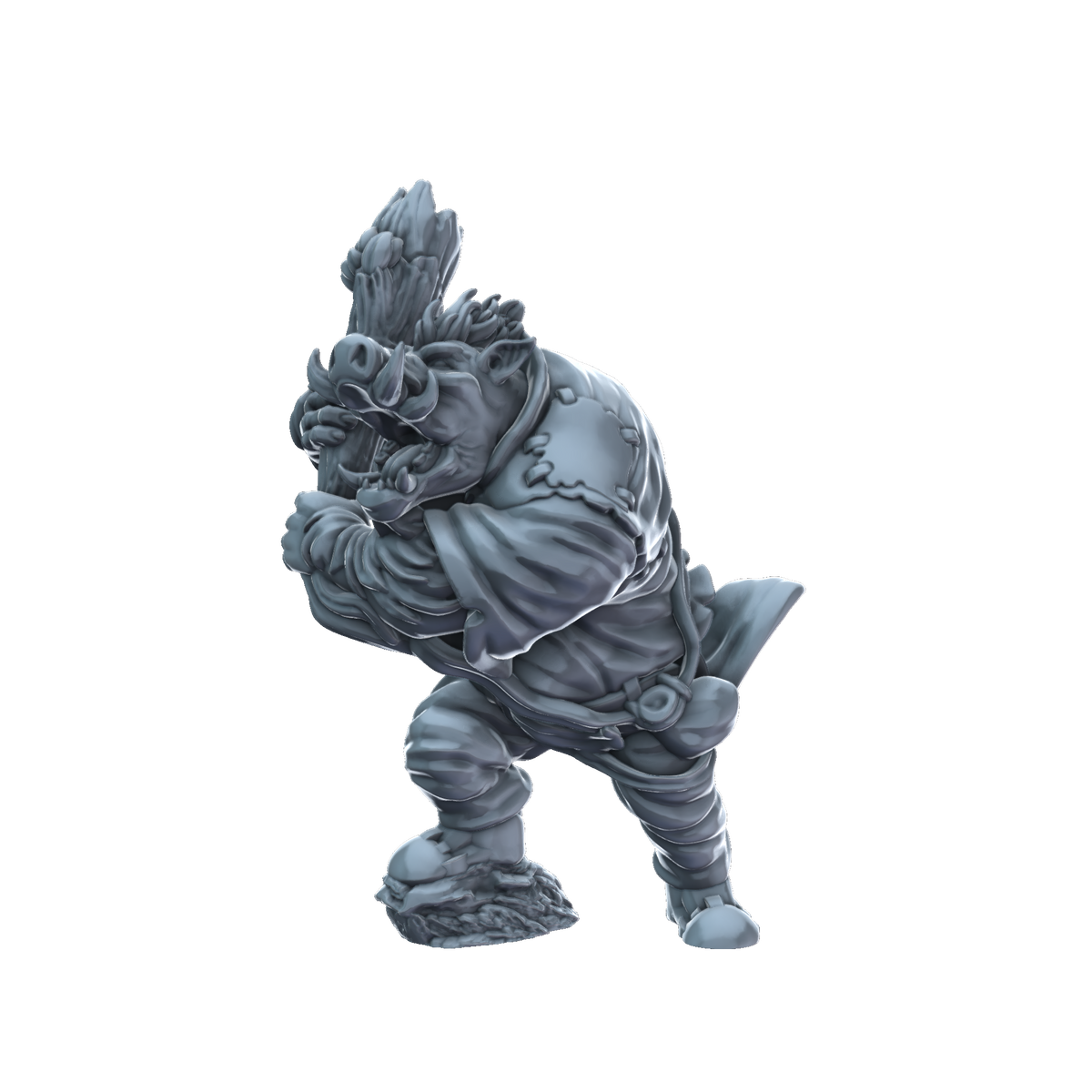 3D printed Wereboar with club side view