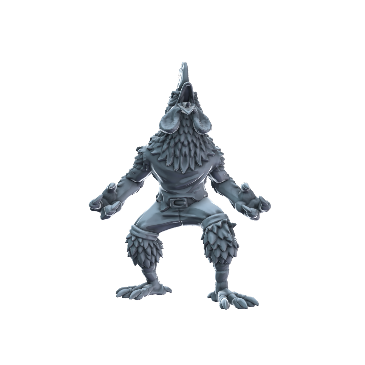 3D printed Wererooster front view