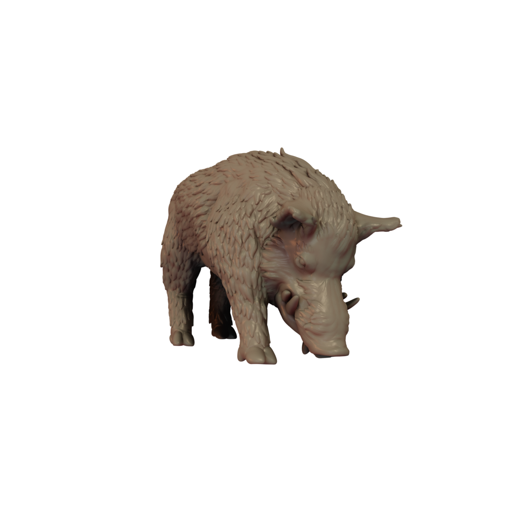 Wild Boar Eating 3D Printed Miniature