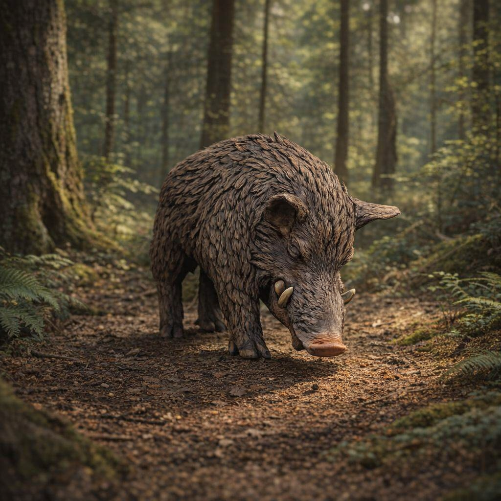 Wild boar in a forest setting