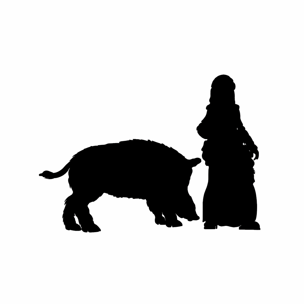 Wild Boar Eating scale comparison to 28mm human miniature
