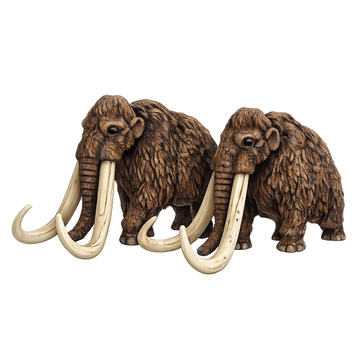 Two Painted Woolly Mammoth miniatures