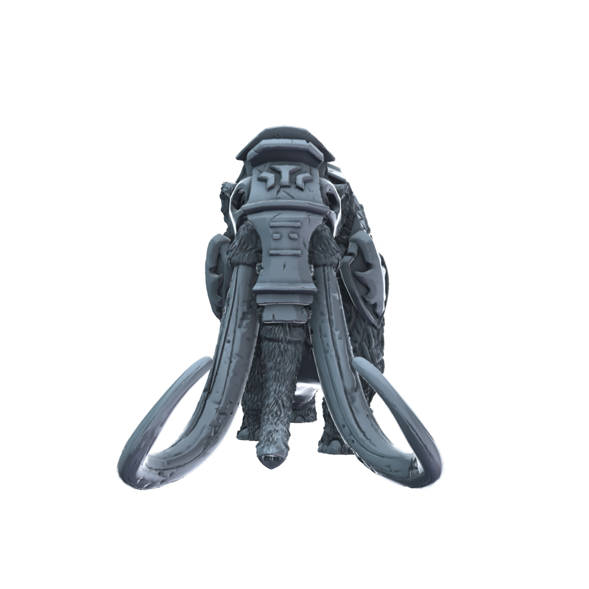 3D printed Woolly mammoth armoured front view