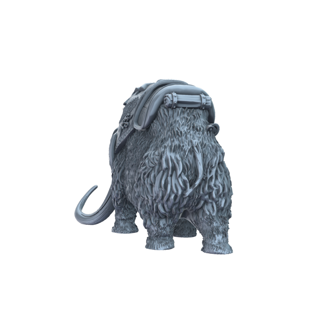 3D printed Woolly mammoth armoured rear view