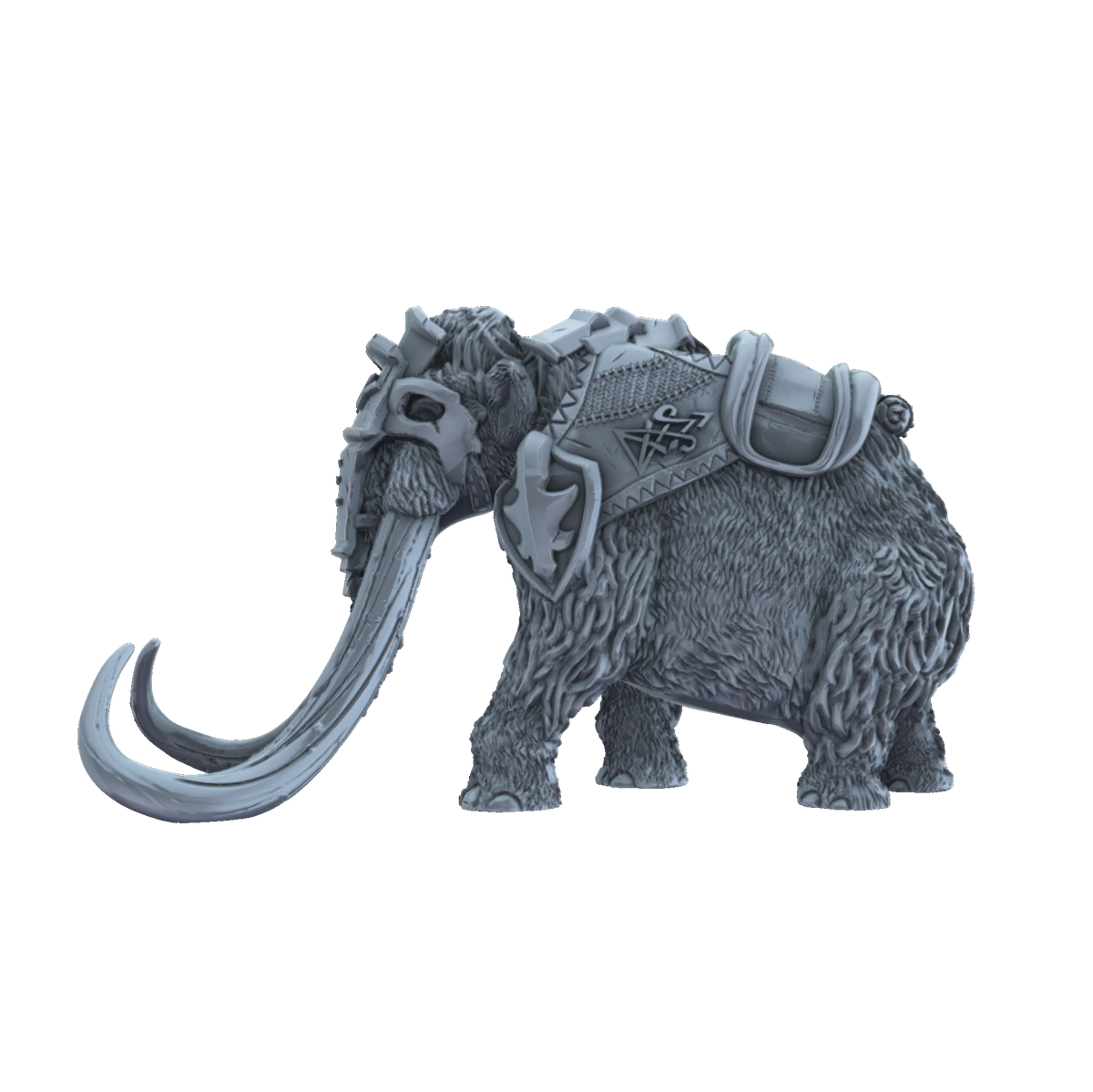 3D printed Woolly mammoth armoured side view