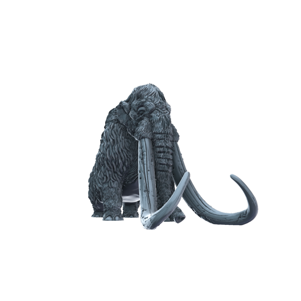 3D printed Woolly mammoth walking front view