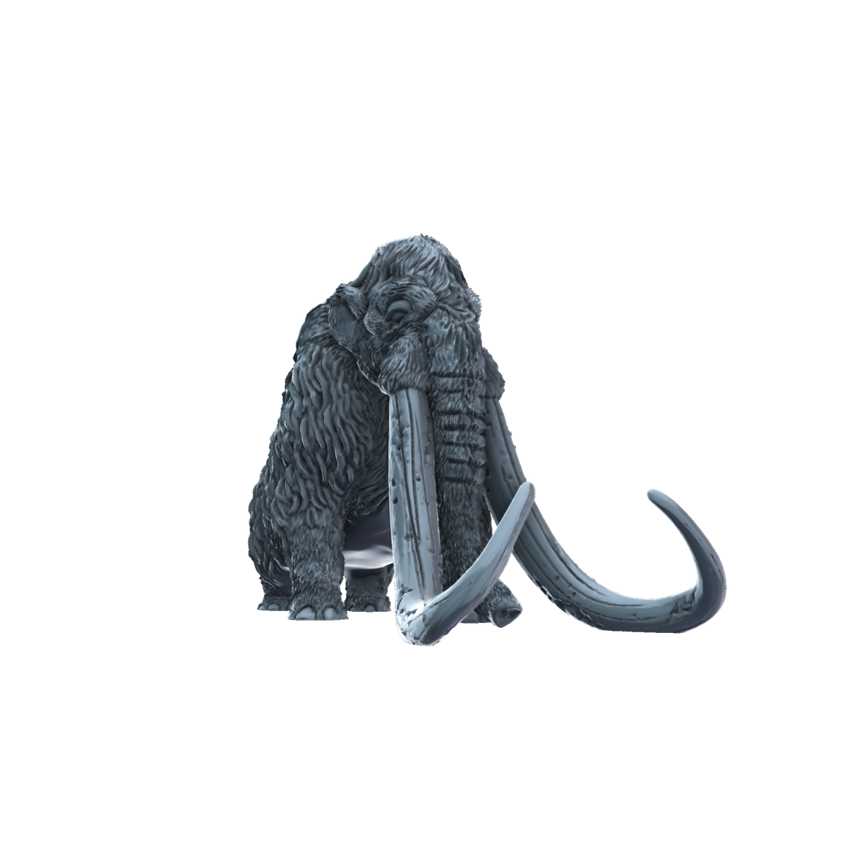3D printed Woolly mammoth walking front view
