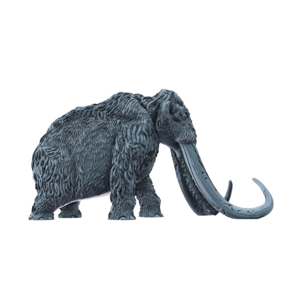 3D printed Woolly mammoth walking side view