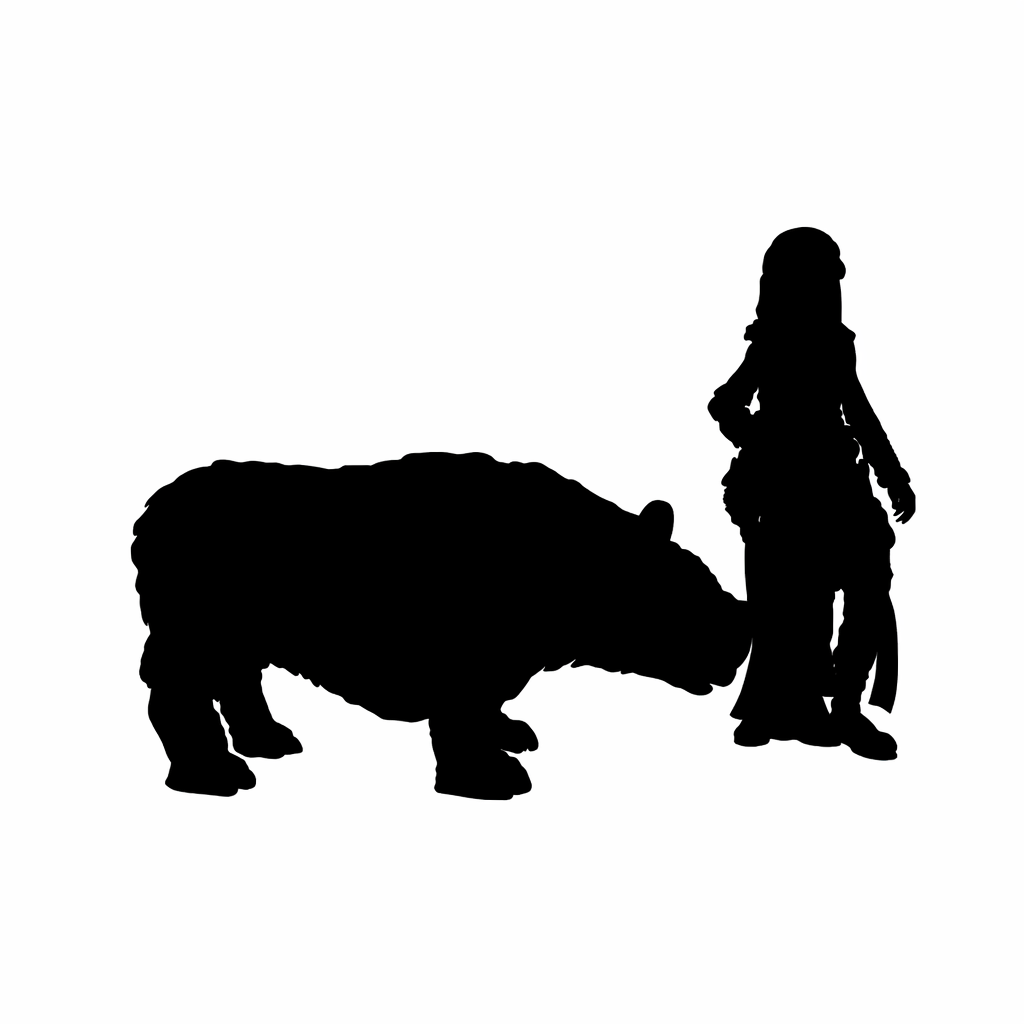 Woolly rhinoceros Calf standing scale comparison to 28mm human miniature