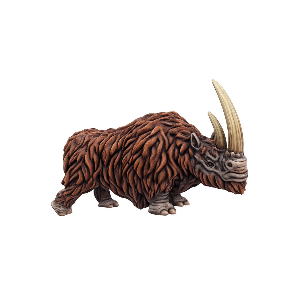 Painted Woolly rhinoceros Watching miniature