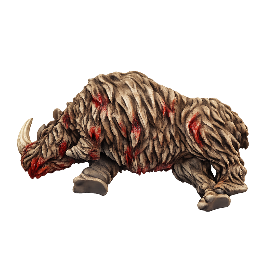 Painted Woolly rhinoceros carcass miniature
