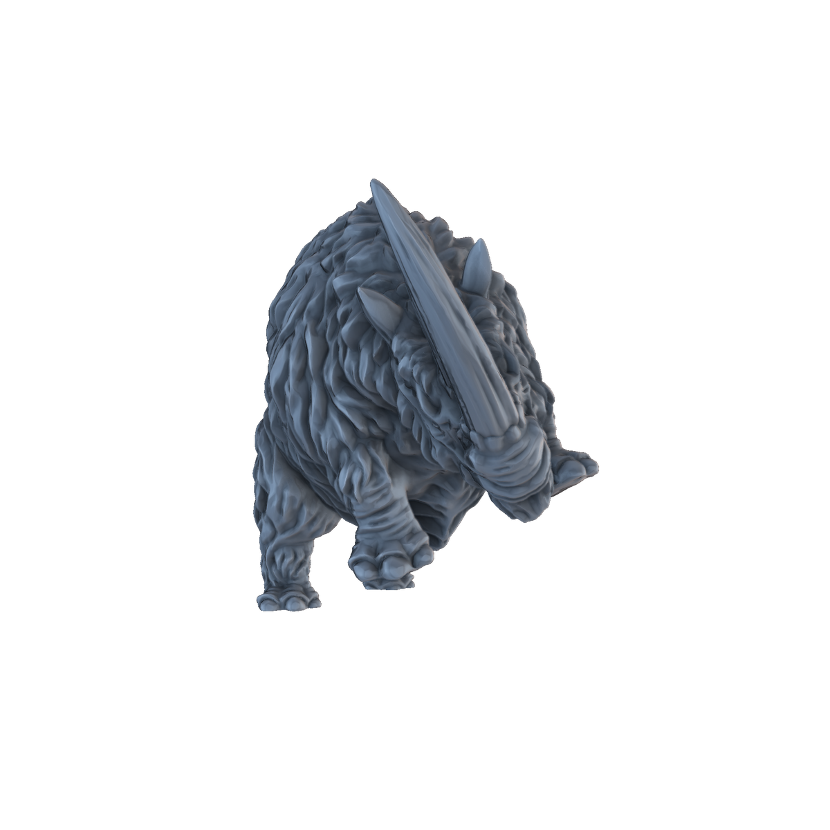 3D printed Woolly rhinoceros charging front view