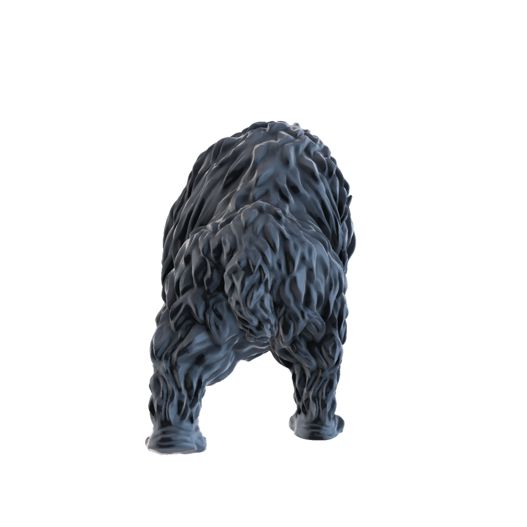 3D printed Woolly rhinoceros charging rear view