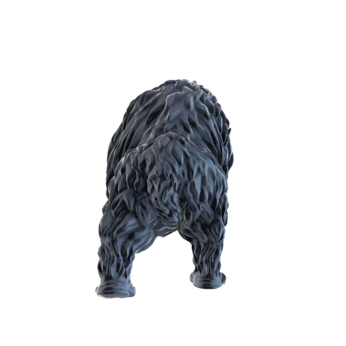 3D printed Woolly rhinoceros charging rear view