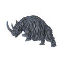 3D printed Woolly rhinoceros charging side view