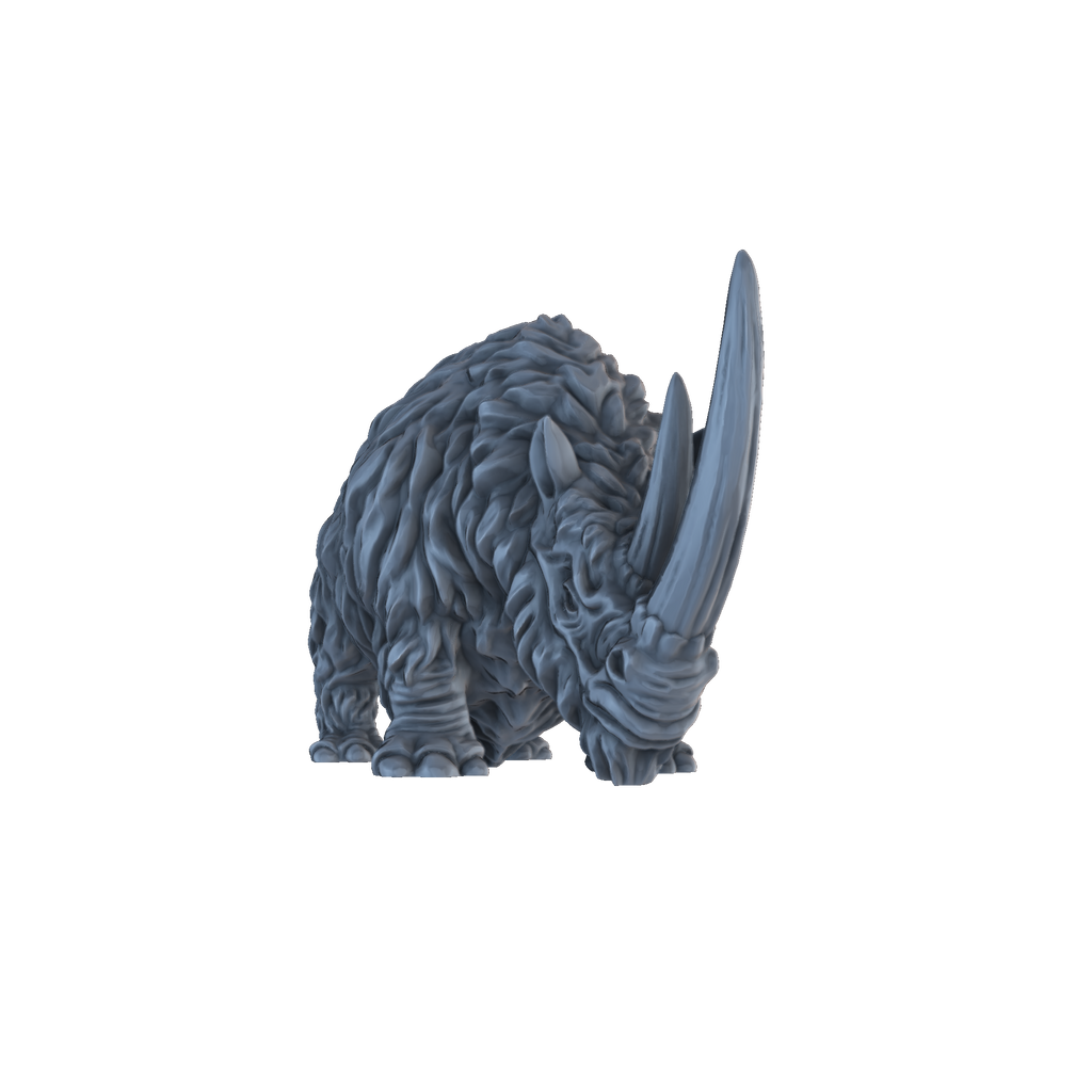 3D printed Woolly rhinoceros standing front view