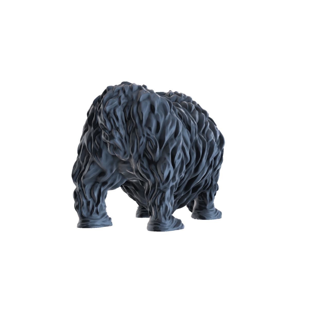 3D printed Woolly rhinoceros standing rear view