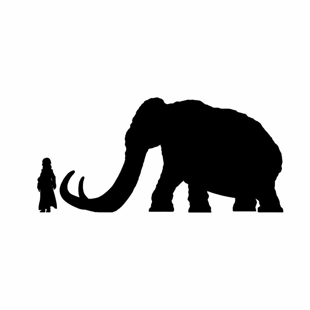 Wooly Mammoth Walking Scale Comparison to a 28mm Human Miniature