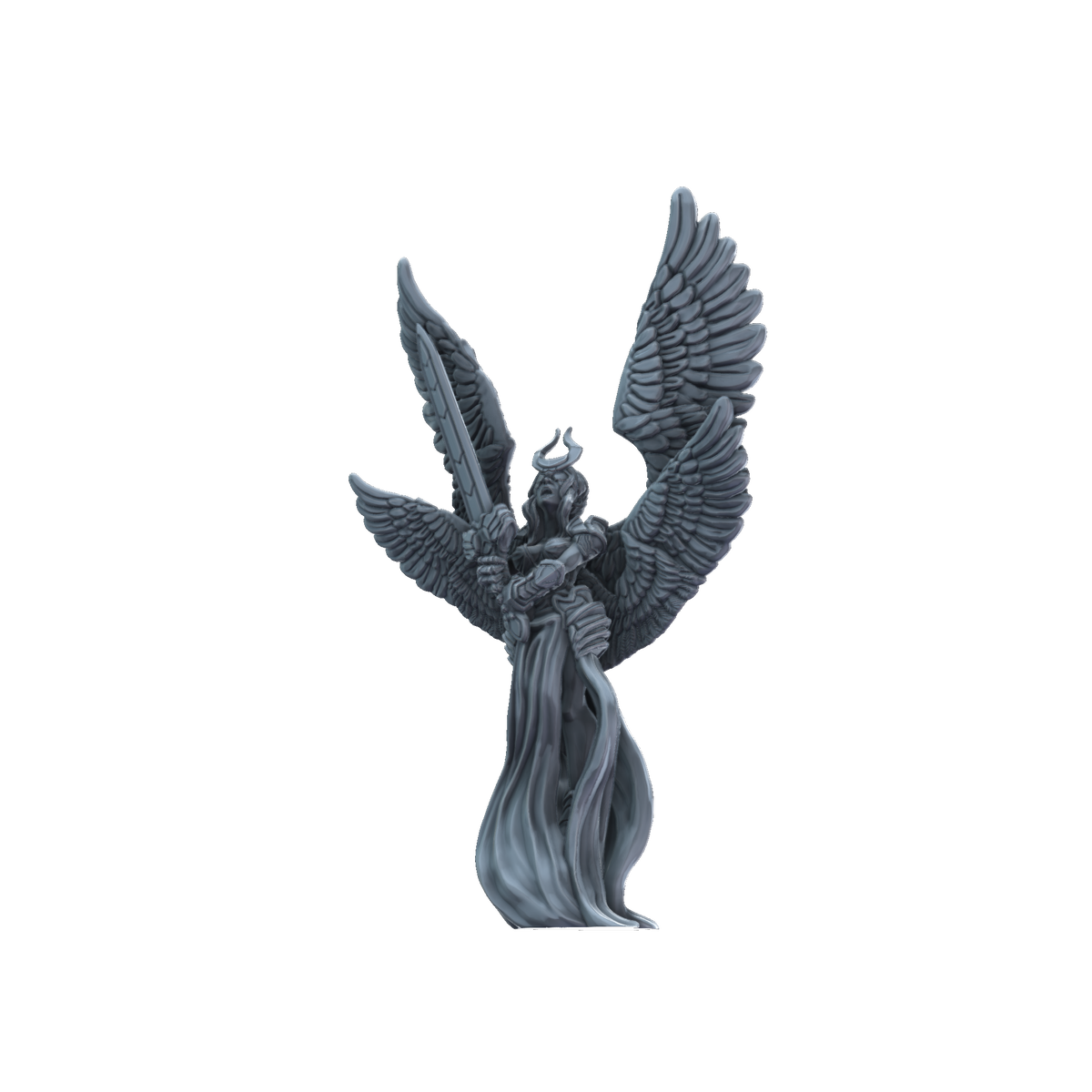 3D printed Wrathful Angel with helmet front view