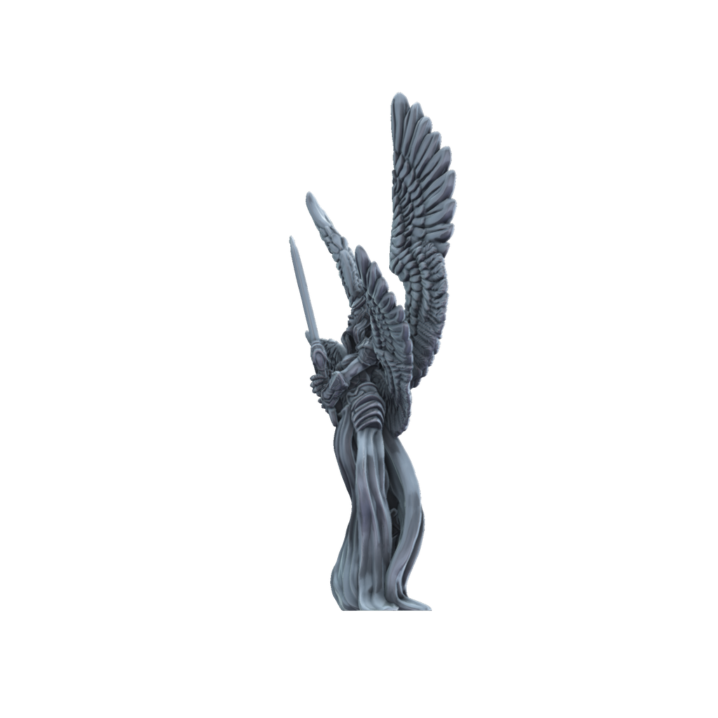 3D printed Wrathful Angel with helmet side view