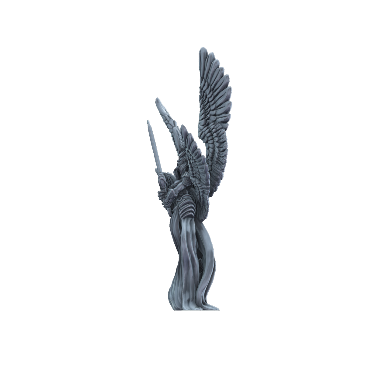 3D printed Wrathful Angel with helmet side view