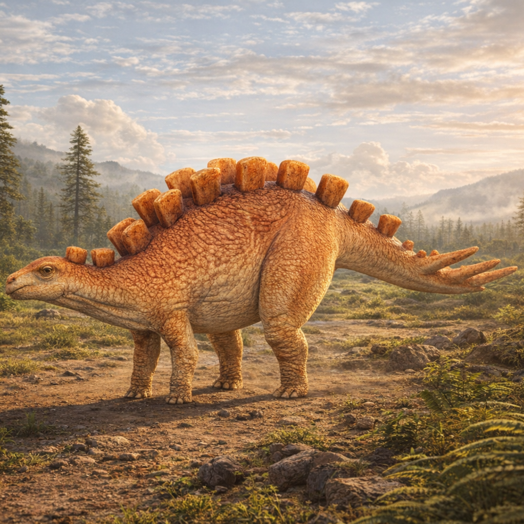 Prehistoric Wuerhosaurus dinosaur in a natural landscape
