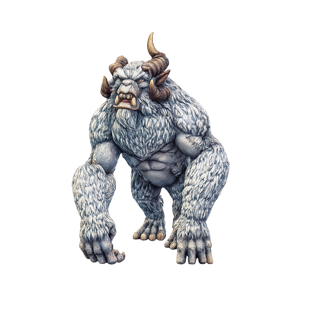 Painted Yeti crouching miniature