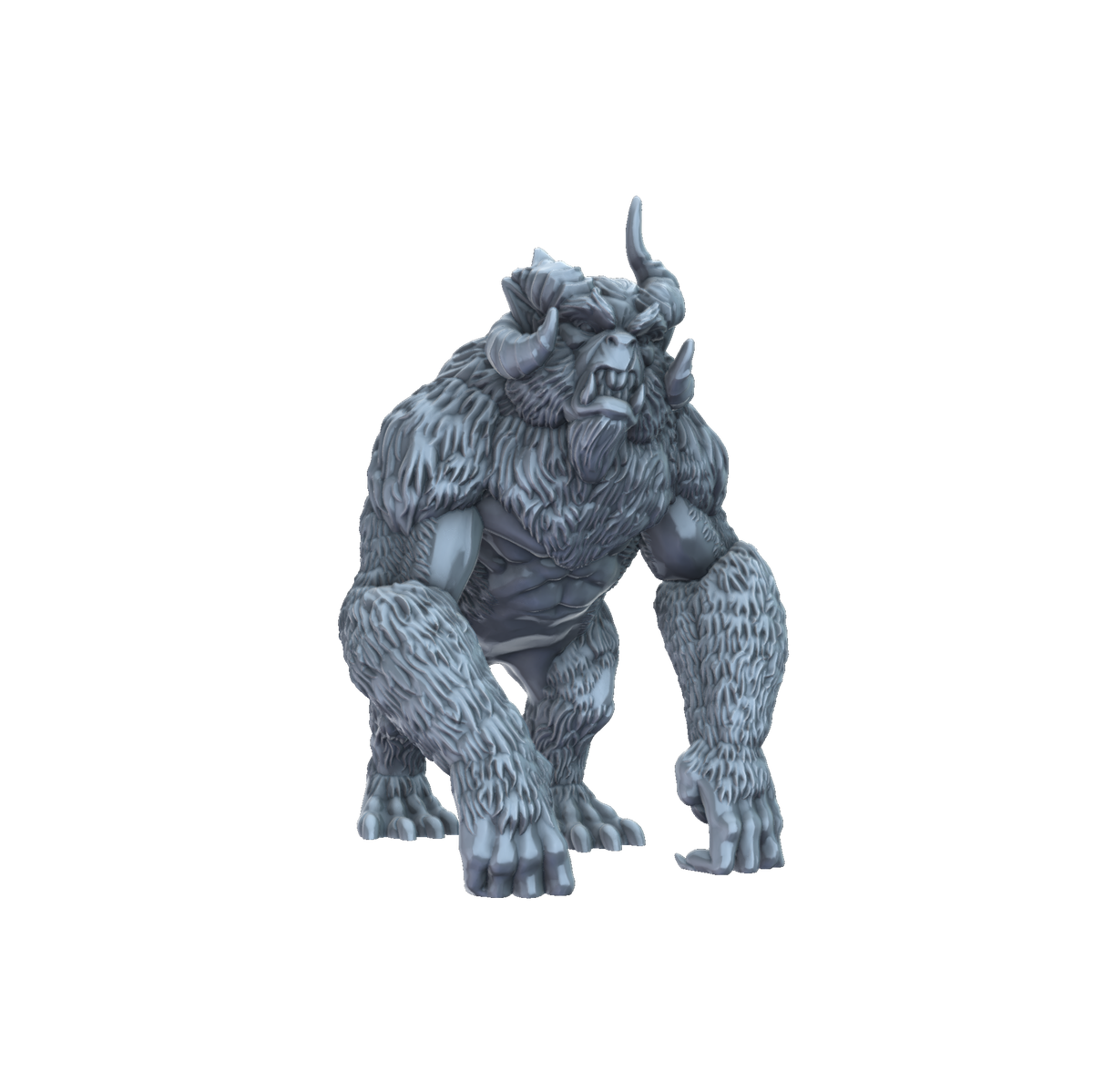 3D printed Yeti crouching front view