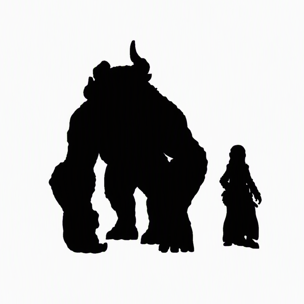 Yeti crouching scale comparison to 28mm human miniature