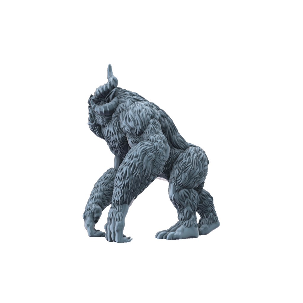 3D printed Yeti crouching side view