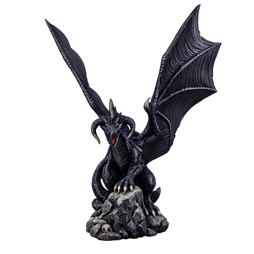 Painted Young Black Dragon miniature