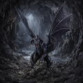 Young Black Dragon in a cavern