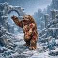 Zombie Bear in a snowy, ruinous landscape