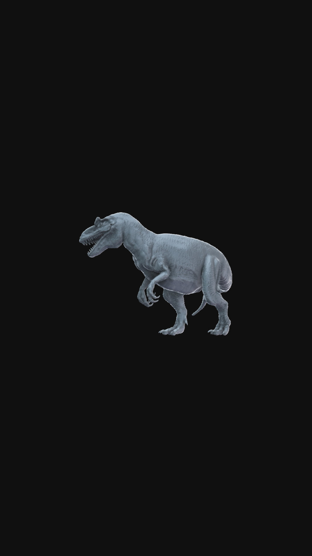 360-degree Allosaurus standing miniature, rotating product view, detailed sculpt.